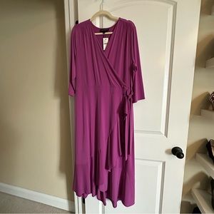 Lane Bryant Wrap Dress with tie at waist, Magenta, 18/20, NWT